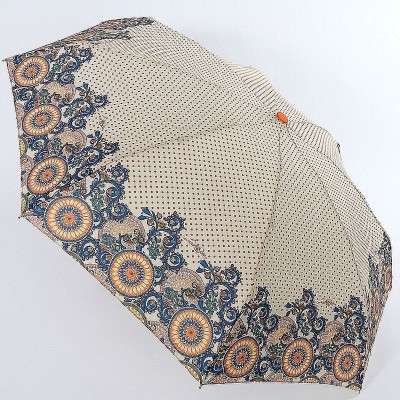 Зонт бежевый в горошек с узорами по канту ArtRain арт.5316-1641