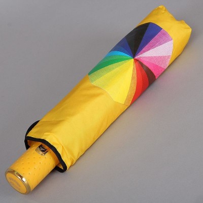 Зонт Dolphin 925-9802 (полный автомат, 9 спиц) Роза на радуге с желтой ручкой