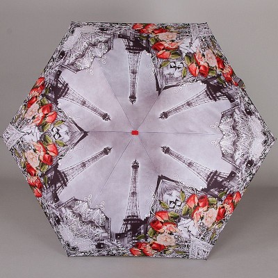 Женский плоский мини зонтик Lamberti 75336-1853 Париж в розах