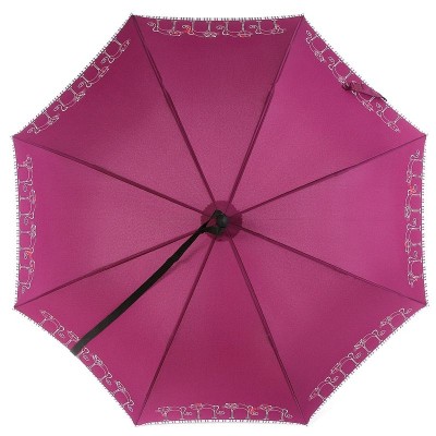 Зонт женский трость NeX 31611 Кошечки на бордовом
