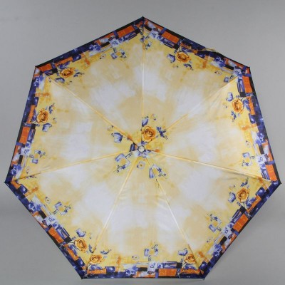 Зонт женский Prize 395-9098B Розы акварелью с синим кантом