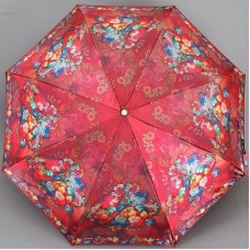 Красный женский зонт с жостовскими узорами Три Слона