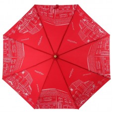 Красный зонт женский Три Слона 190 Уличные силуэты со стразами