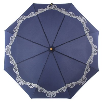 Зонт Три Слона женский 190 Кружева на синем с кристалликом