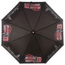 Черный женский зонт Три Слона 195 Силуэты Лондона