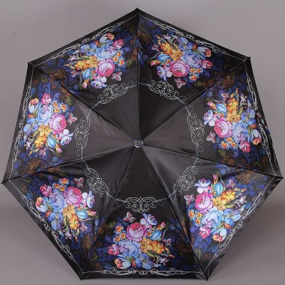 Зонт с цветочной жостовской росписью на куполе Три Слона 366