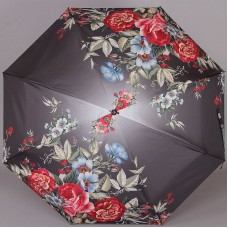 Зонт с яркими цветами на черном куполе Trust 42375-1639