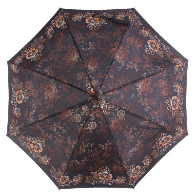 Зонт ZEST от дождя 23816 Коричневый цветочный узор