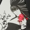Черно-белый зонт Zest 23816 Красный цветок и девушка