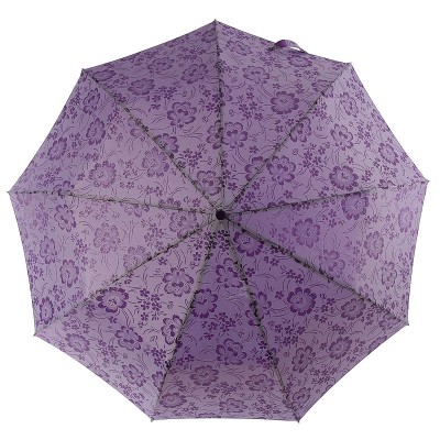 Зонт женский от дождя ZEST 23943 Цветы на фиолетовом