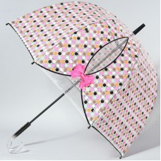 Зонт-трость Zest женский 51570 Горох с бантиком на куполе ПВХ