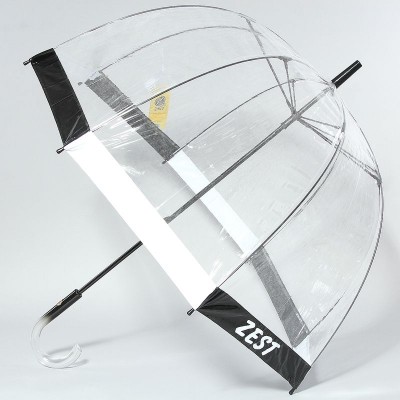 Зонт-трость Zest женский 51570 черно-белый на куполе ПВХ